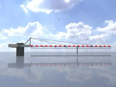 Railway Crossing Barrier 7 m with protective grid closed Low-poly 3D model