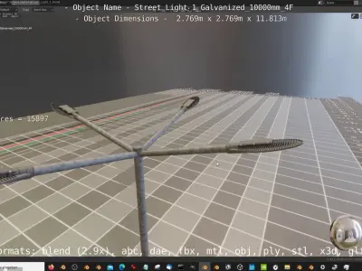 Street Light 1 Galvanized 10000mm 4F Low-poly 3D model