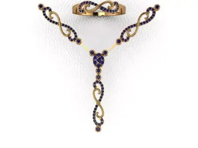 necklace earring ring full set thin light ready to print 3dm 3D print model