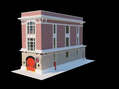 Ghostbusters Firestation Firehouse Exterior Low Poly Low-poly 3D model