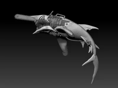 chainsaw shark 3D print model