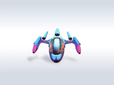 Futuristic Sci-Fi Flying Drone Robot with Cockpit 56 3D model