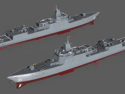  Type-055s Naval Destroyer with Harbin Helicopter 