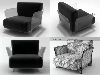 Pop armchair with floral pattern 3D model