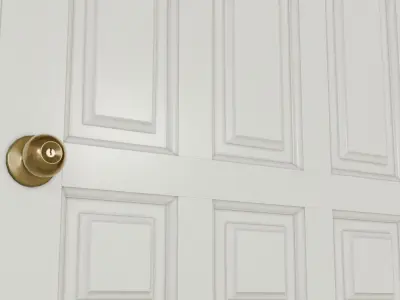 Wooden white door Low-poly 3D model