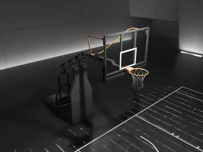  Modern Indoor Basketball Court with Realistic Hoop Low-poly 3D model