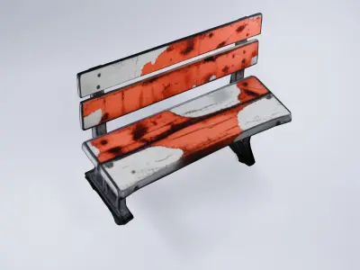 Stylized Park Bench - Low Poly Urban Scene Prop 3D model