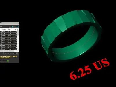 Light Gold Diamond Men Ring 2MR041 3D model