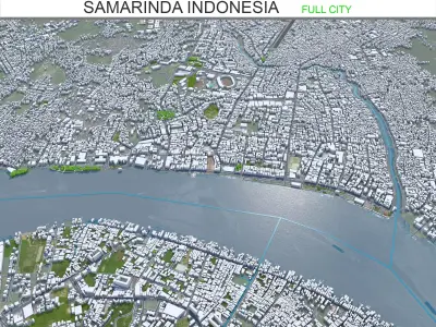 Samarinda Indonesia 25km Low-poly 3D model