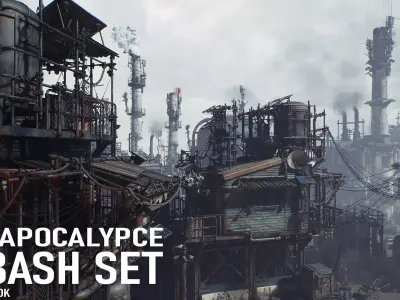 Post Apocalypse Survivor Environment Kitbash set Low-poly 3D model