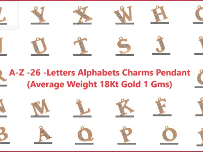 Alphabet Letter A to Z - 26 Pendant Charms 3dm stl render detail 3D Model Pack