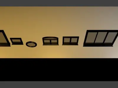 Windows collection white 3D model 3D model