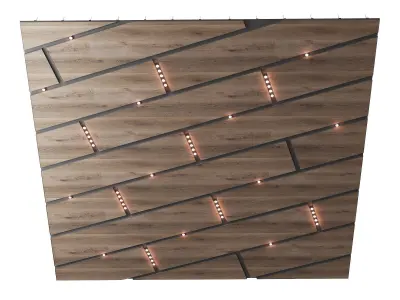 Wooden suspended ceiling with lighting 46 3D model