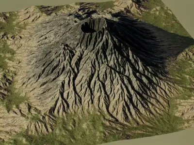 Realistic Volcano Mountain 3D Terrain Environment PBR Low-poly 3D model