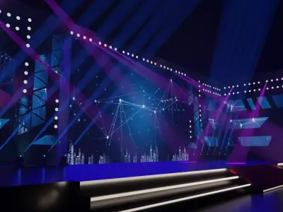 Stage model 3D with lights 3D model