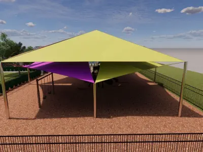 Sunshade or sail shade on pole 3D model