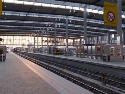 Munich Central Train Station Complete Scene 3D model