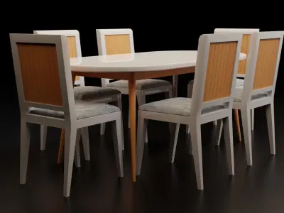 Mid-century Modern Dining Table with 4 Tapered Legs Free 3D model