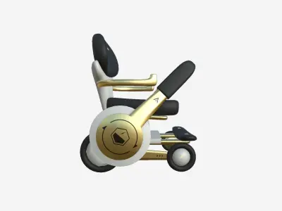 Tech Wheelchair B06 Black Gold - Disability Character Design Low-poly 3D model