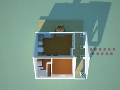 Craftsman Style Cabin - Interior and Exterior 3D model