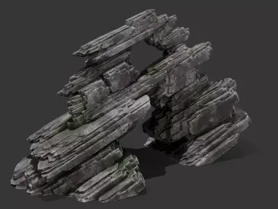 Cliff Rock with Multiple Textures Low-poly 3D model