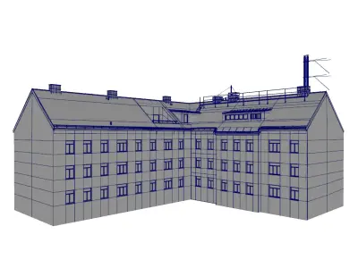 Countyard Facade Residantial Building  3D model