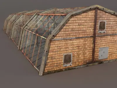 Green House Low poly 3d model Low-poly 3D model