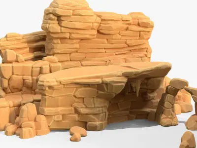  Stylized SandStone Rock Pack Low-poly 3D model