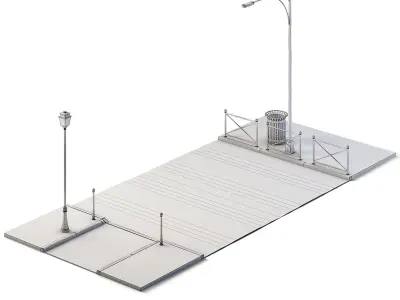 Street Path Set 6m x 14m Low-poly 3D model