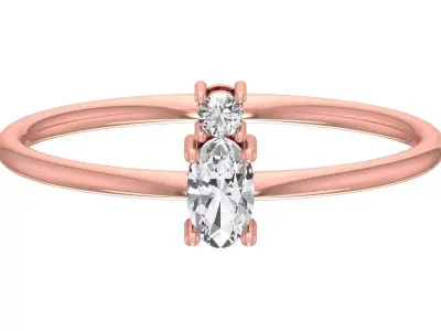 Solitaire Women Light Weight Oval Stone Band Ring 3D print model