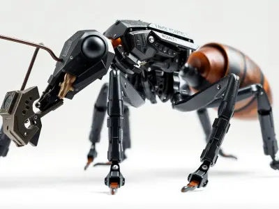 Robotic Forest Ant with Metallic Mandibles and Eye Detectors Low-poly 3D model