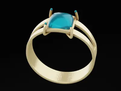 Blue Pendant Ring Low-poly 3D model