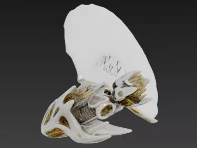 Fantasy Cyber Fish Creature Model Low-poly 3D model