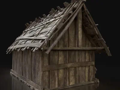 Next Gen AAA Simple Wooden Swamp Hut Low-poly 3D model