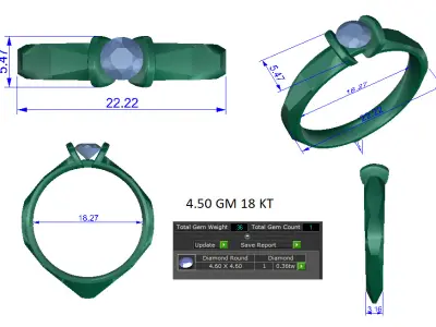 Women Ring  Render 3dm STL OBJ FBX Details 3D print model 388