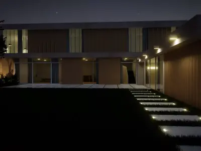 3D-Scene modern house at night Free 3D model