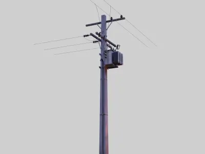 Pole with trafo and devices 3D model