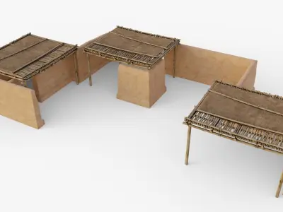 Modular Desert Walls Low-poly 3D model