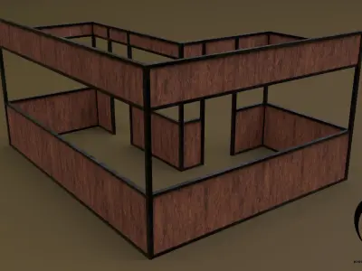 Stall stand Set 4M1T 03 R Low-poly 3D model