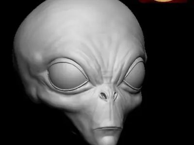 Grey Alien Head Sculpt - Hot Toys Scale - Action Figure Head 3D print model