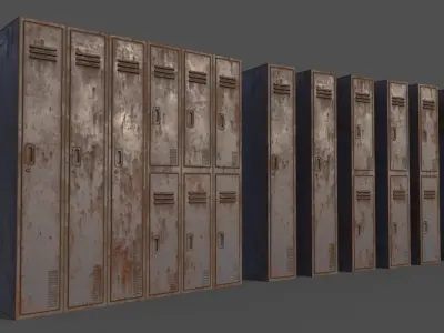 PBR School Gym Locker 06 - Grey Low-poly 3D model
