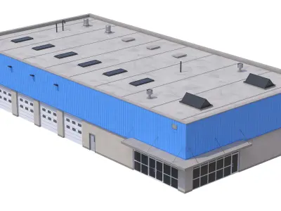 Industrial Building 16 Blue Low-poly 3D model
