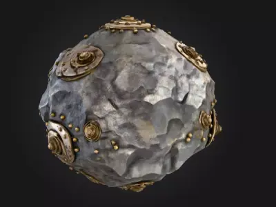 Steampunk Astro Rock Low-poly 3D model