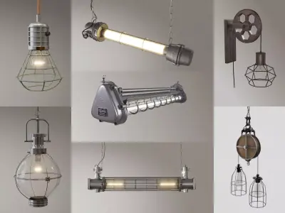 Industrial lamps 3D Model Pack