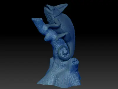 Chameleon Calyptratus Modell Tree-Highpolygon 3D model fullsize 3D print model