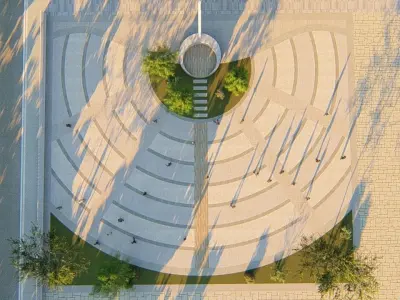 Flag salute place 2 3D model