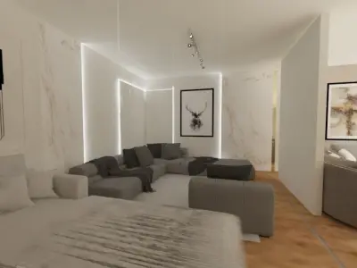 stand3 bedroom with walls and wooden floors 3D model