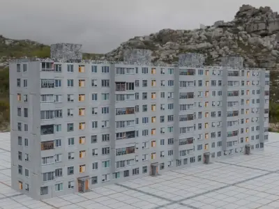 Russian panel house Low-poly 3D model