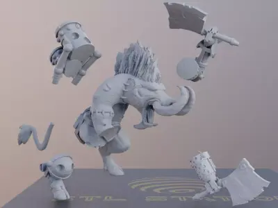 CyberTusker SciFi Boar Warrior 3D print model
