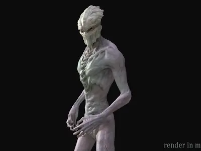 Psionic alien Low-poly 3D model